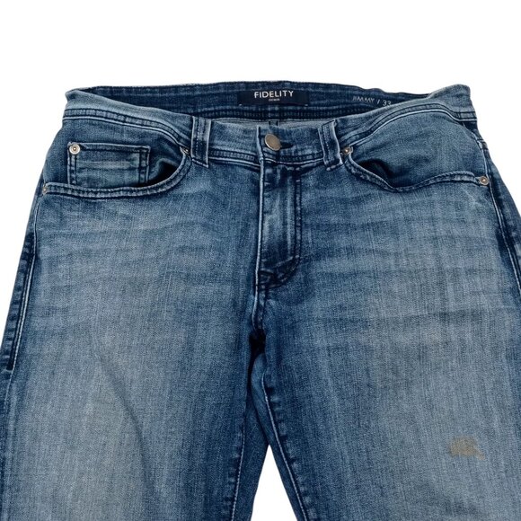 Fidelity Jeans Mens 33 Blue Denim Jimmy Kennedy Made in USA Stretch M9456 9390 - Picture 2 of 10